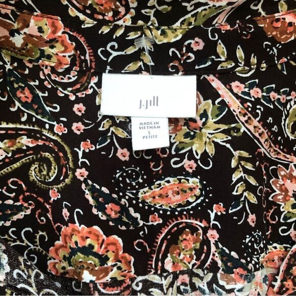 J Jill Dark Floral Paisley Button Front Tunic Top With Pockets Size Large - Picture 7 of 11